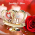 24K Gold Plated Double Heart Crystal Table Ornament for Anniversary